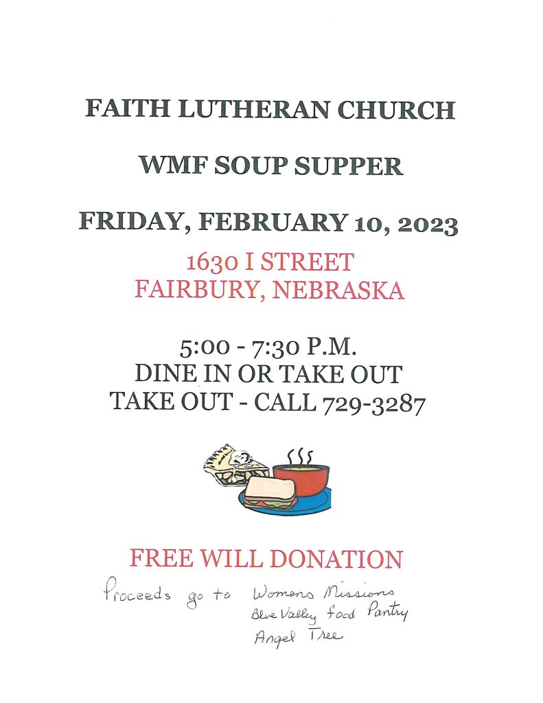Faith Lutheran Church Soup Supper - Fairbury.com